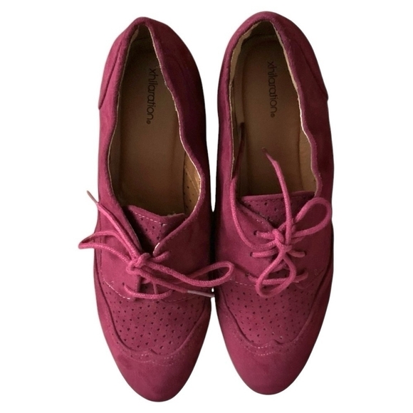 Xhilaration Purple Red Suede Oxford Shoes Women’s Size 10 Lace-Up Flats - Picture 8 of 11